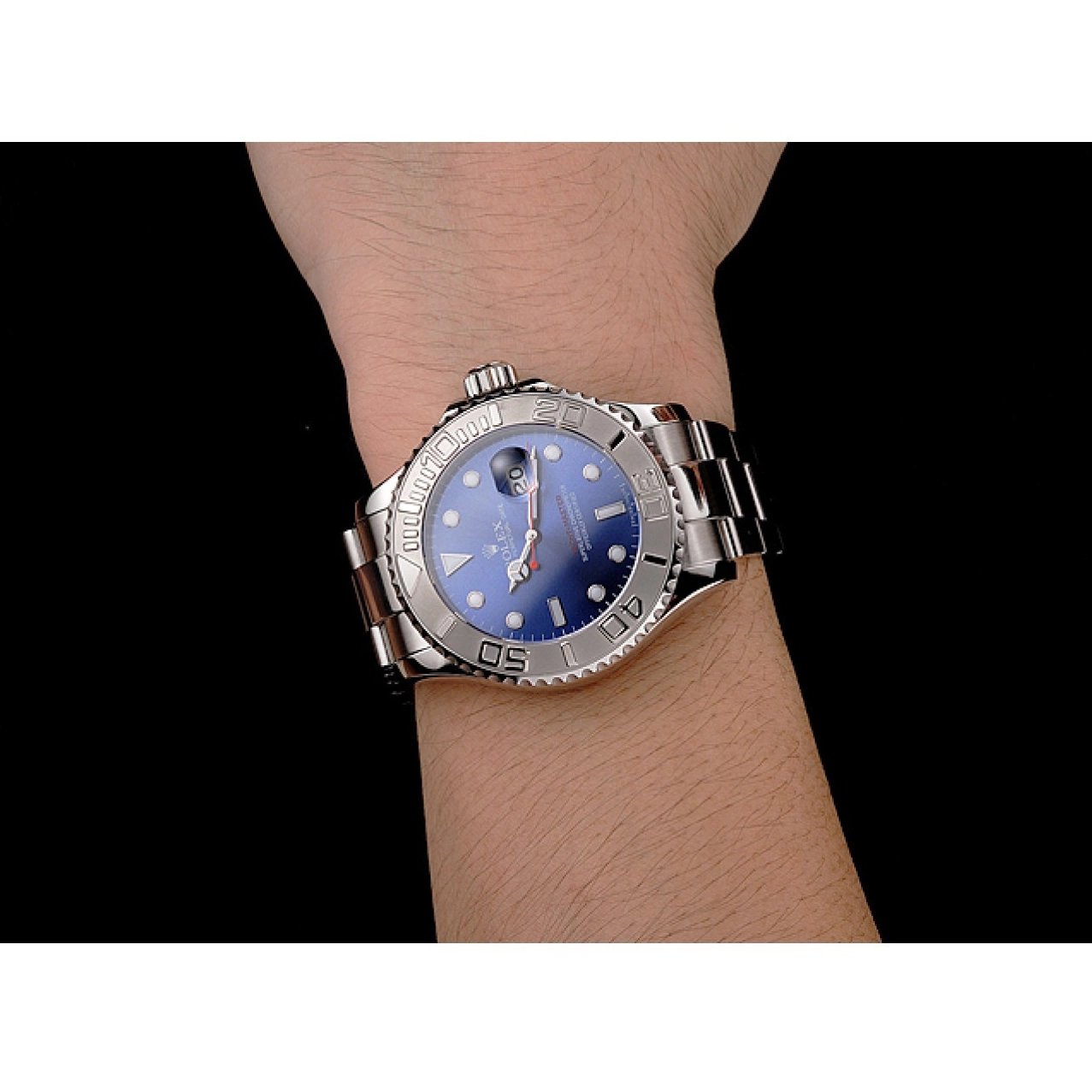 Rolex aaa copy Steel Rolex Bracelet Case Dial Stainless And Yacht-Master Blue 0729